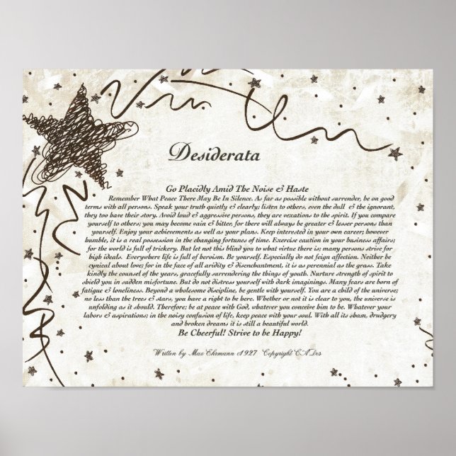 DESIDERATA Poster by Max Ehrmann-Shining Star (Front)
