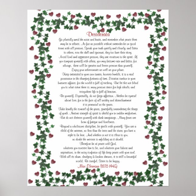 Desiderata Poster Ivy Hearts (Front)