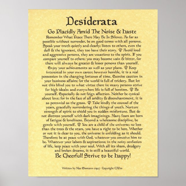 DESIDERATA Poster Max Ehrmann-Mediaeval (Front)