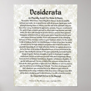DESIDERATA Poster Max Ehrmann-Mediaeval Calligraph