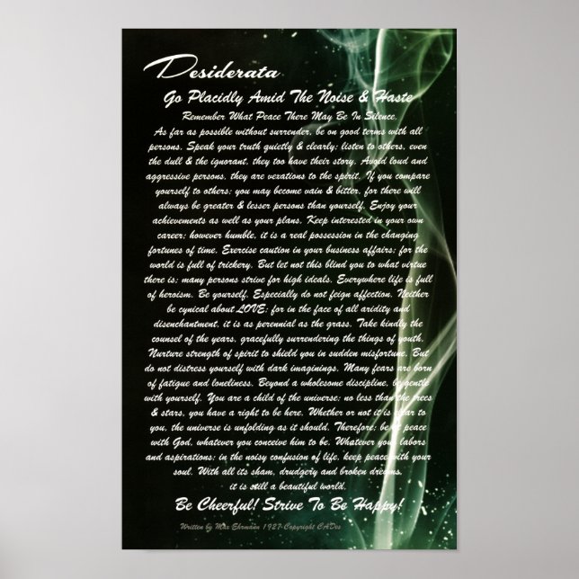 DESIDERATA Poster-Max Ehrmann-Smoking Champagne Poster (Front)