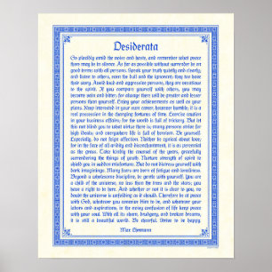 Desiderata poster print, mediaeval design, 16x20