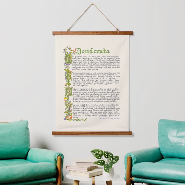 Desiderata Prose by M. Ehrmann Hanging Tapestry (Living Room)