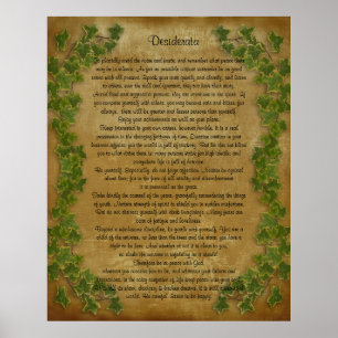 Desiderata prose Large ivy on parchment Poster