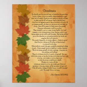 Desiderata prose on Fall leaves background Poster