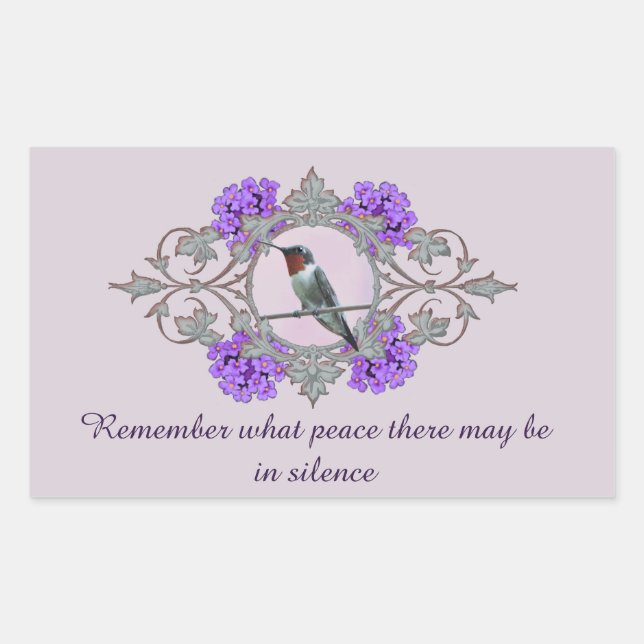 Desiderata Quote and Peaceful Hummingbird Rectangular Sticker (Front)