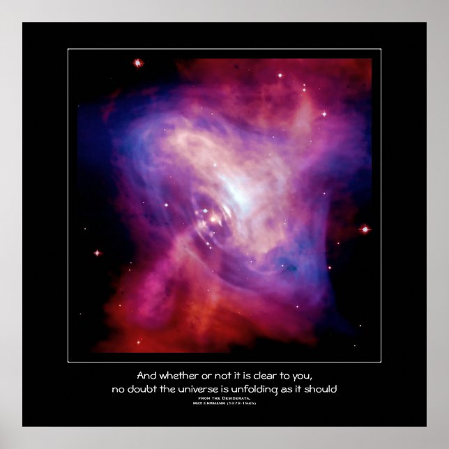 Desiderata quote - Crab Pulsar, Neutron Star Poster (Front)