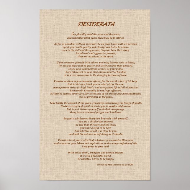 Desiderata Straw Poster (Front)