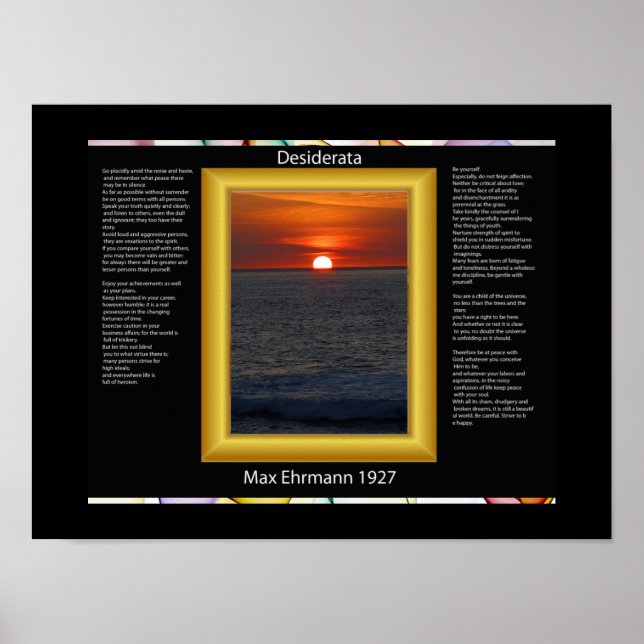 DESIDERATA Sun Setting Posters (Front)