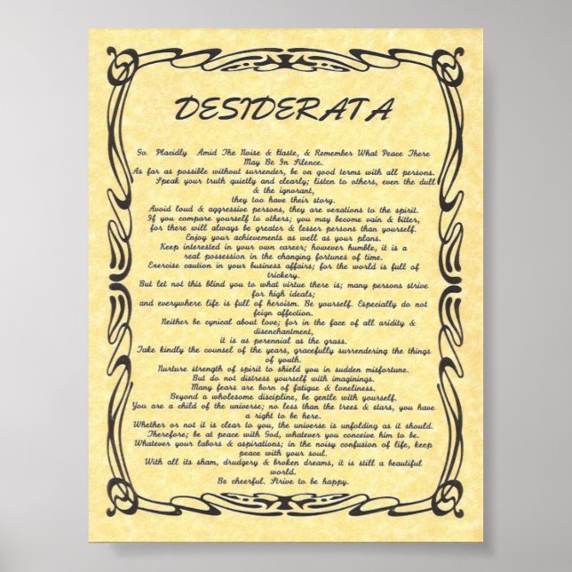 DESIDERATA Tattoo-Aged Sun Parchment Poster (Front)