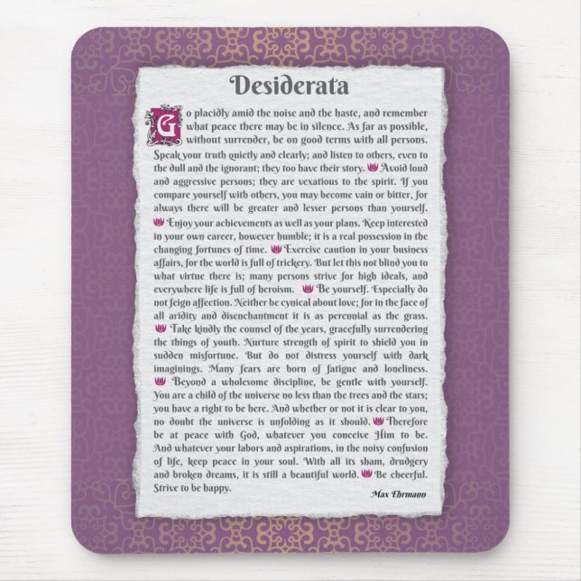 Desiderata - Things desired Mouse Pad (Front)