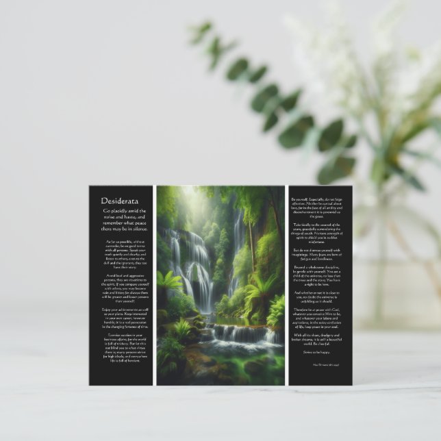 DESIDERATA Tranquil Cascade: Nature's Serenity Postcard (Standing Front)