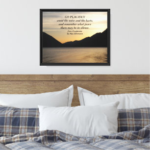 Desiderata Verse Lake Sunset Photo Canvas Print