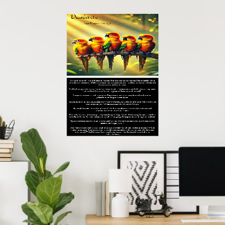 Desiderata Vibrant Sun Tropical Parrot Inspiration Poster