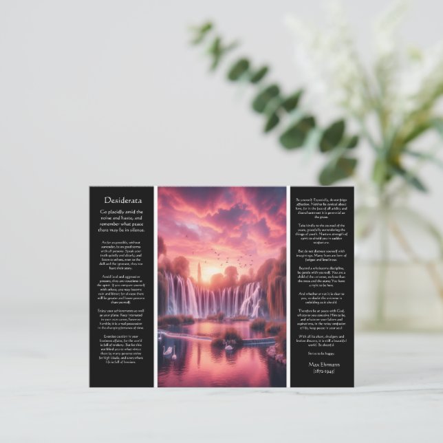 Desiderata Waterfall Hearts Reflect at Dusk's Glow Postcard (Standing Front)