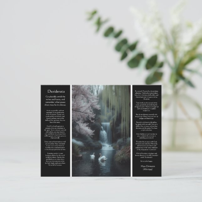 Desiderata Waterfall: Reflections, Woodland Peace Postcard (Standing Front)