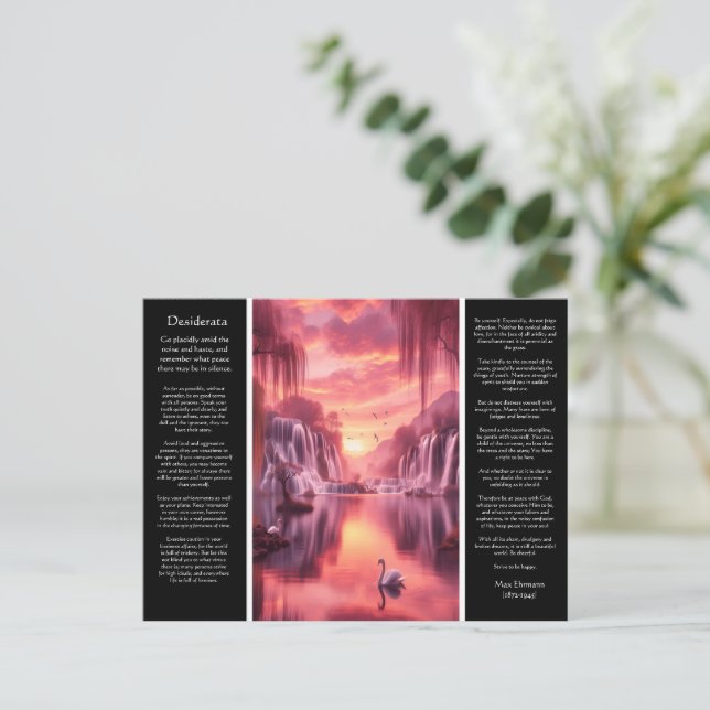 Desiderata Waterfall: Sunset Swans, Reflections Postcard (Standing Front)