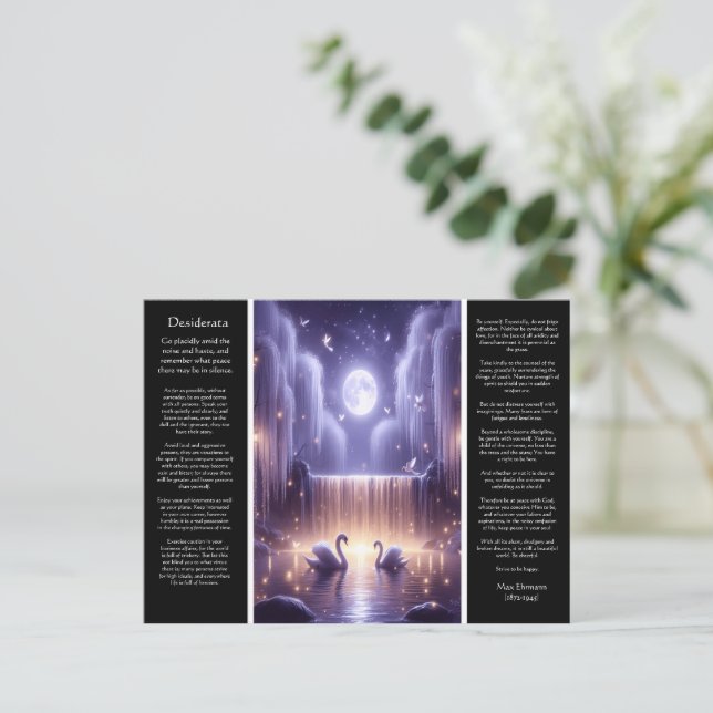 Desiderata Waterfall: Tranquil Swan Glow Postcard (Standing Front)