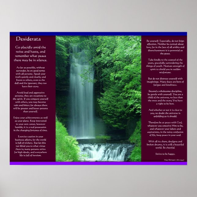 DESIDERATA Waterfalls Posters (Front)