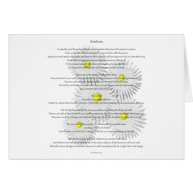Desiderata with Daisies (Front Horizontal)