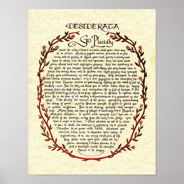 DESIDERATA with Wreath Trim Poster (Front)