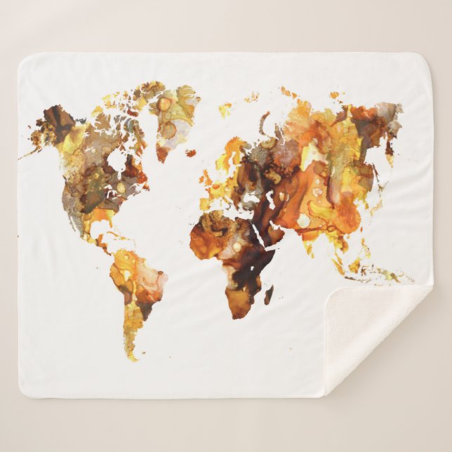 Design 102 World Map Sherpa Blanket (Front (Horizontal))