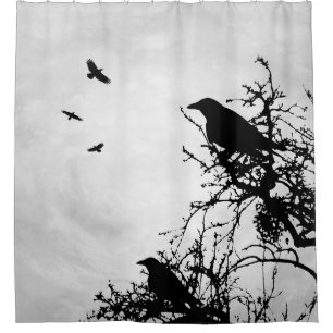 Design 43 crow silhouette shower curtain