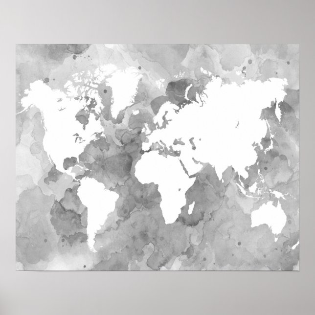 design 49 Gray World Map Poster (Front)