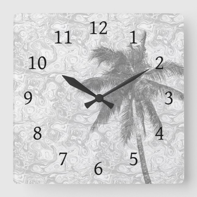 Design 67 palm tree square wall clock (Front)