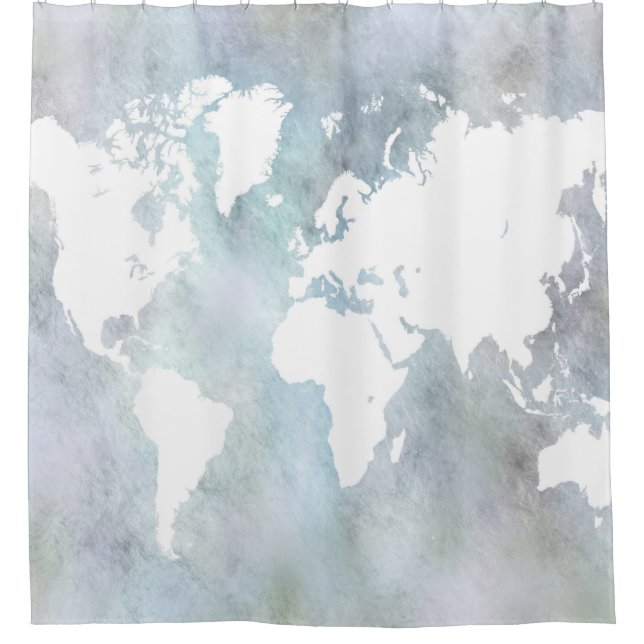 Design 68 world map shower curtain (Front)
