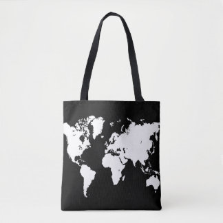 Design 69 world map black white tote bag