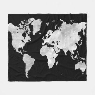 Design 70 black grey world map fleece blanket