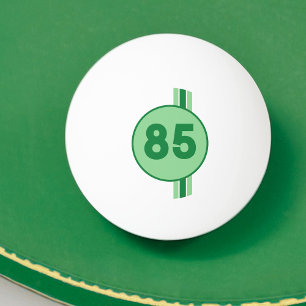Design 85 in green on mint green with stripes ping pong ball