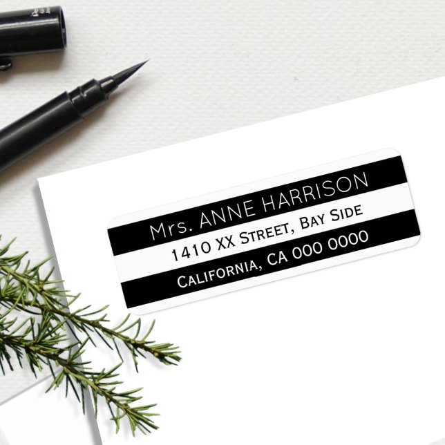 Design a Black & White Striped Return Address Label (Creator Uploaded)