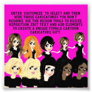 Design a Female Cartoon Caricature Gift with Text Photo Print