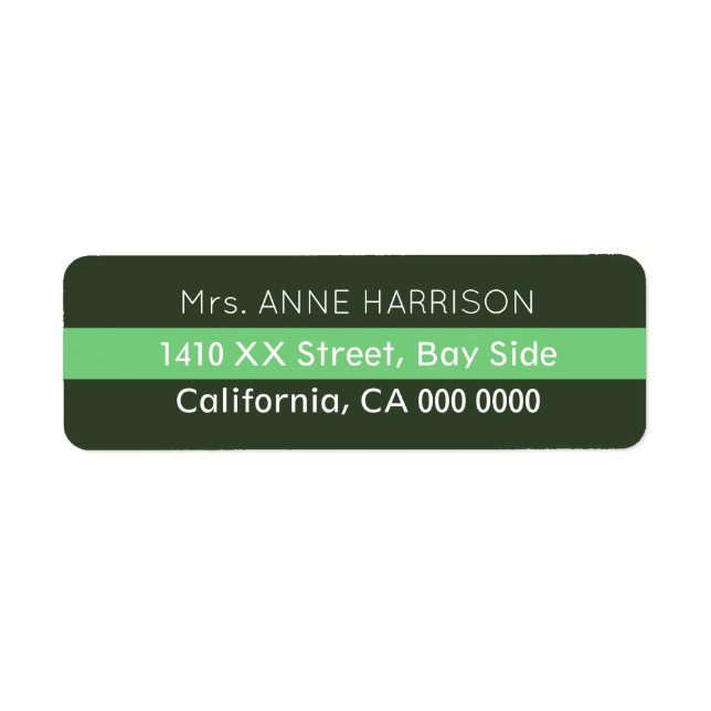 design a green striped return address label (Front)