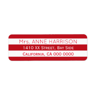 design a red & white striped return address label