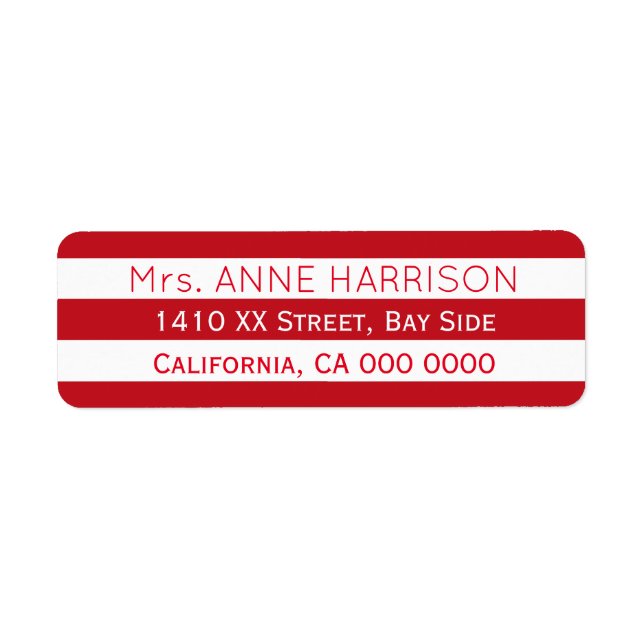 design a red & white striped return address label (Front)