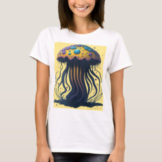 Design an ethereal t-shirt capturing the grace and