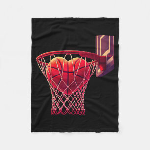 Design And Basketball Heart Sports Fans Players Fleece Blanket