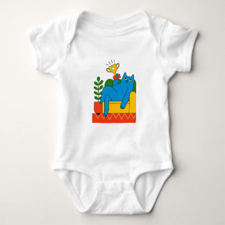 Design - Blue Cat Trophy Lounger - T-Shirt Baby Bodysuit