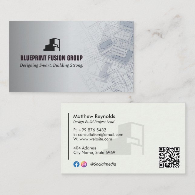 Design-Build Firms Business | Grey Minimalist Business Card (Front/Back)