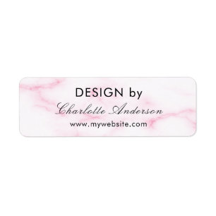 Design by name business blush pink marble return address label