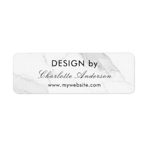 Design by name business white grey marble return address label