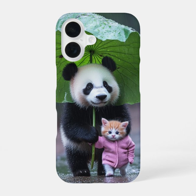 Design Cat And Panda iPhone 16 Case (Back)