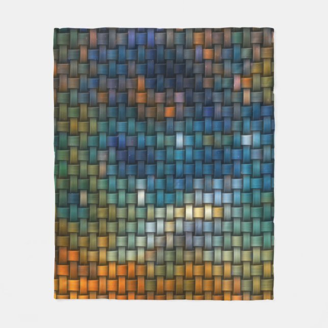 Design composed of colourful interlaced stripes fleece blanket (Front)