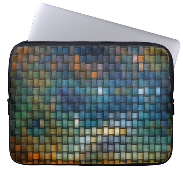 Design composed of colourful interlaced stripes laptop sleeve (Front)