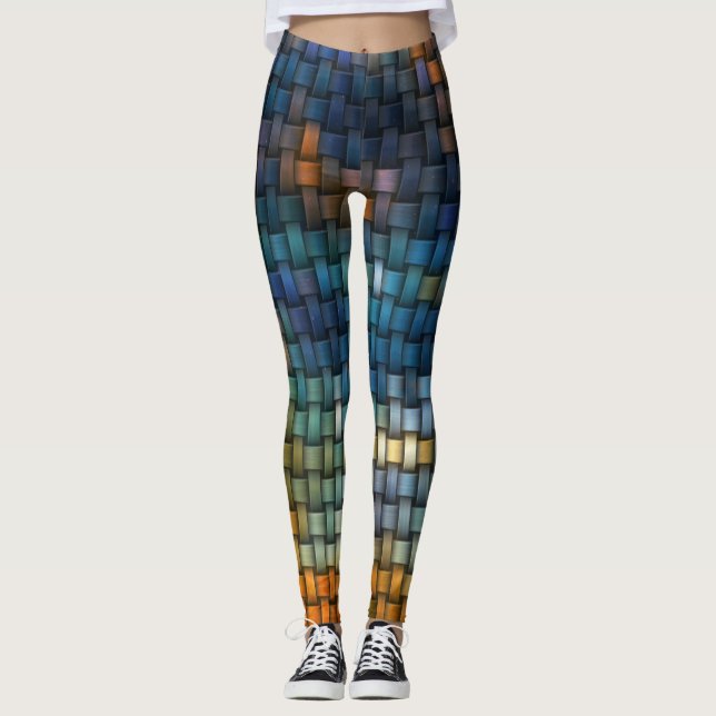 Design composed of colourful interlaced stripes leggings (Front)