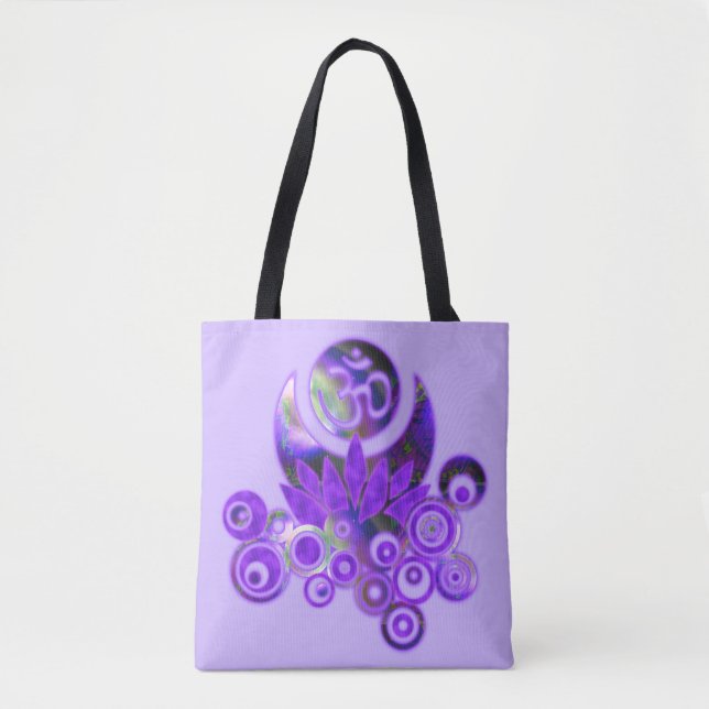 Design Composing - OM LOTUS violet + your backgr. Tote Bag (Front)