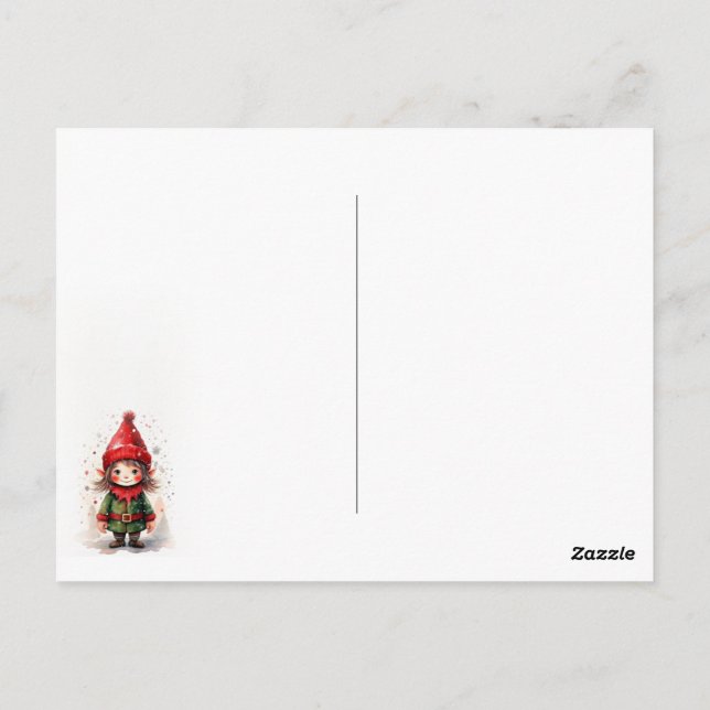 Design Cute Christmas Elf Postcard (Back)